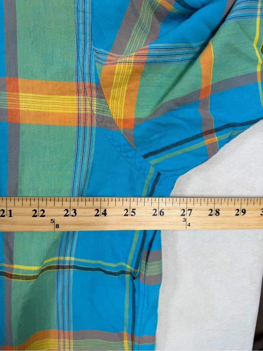 Polo Ralph Lauren XL Indian Madras Turquoise Plaid Short-Sleeve Button Shirt